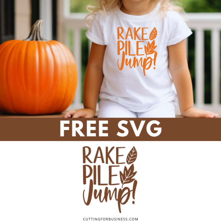 Free Rake Pile Jump SVG Fall Leaves Cut File
