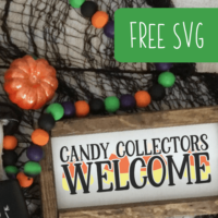 Free Commercial Use 'Candy Collectors Welcome' Halloween Trick or Treater SVG Cut File for Silhouette Portrait or Cameo and Cricut Explore or Maker or Joy - by cuttingforbusiness.com