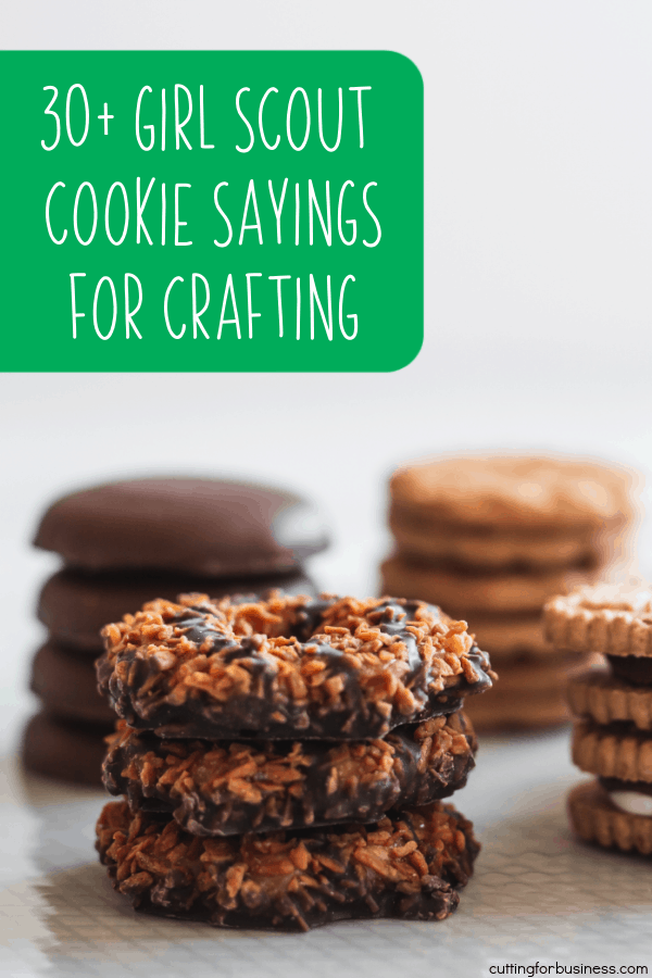 30+ Girl Scout Cookie Sayings for Silhouette Portrait or Cameo and Cricut Explore, Maker, or Joy Crafters - by cuttingforbusiness.com.