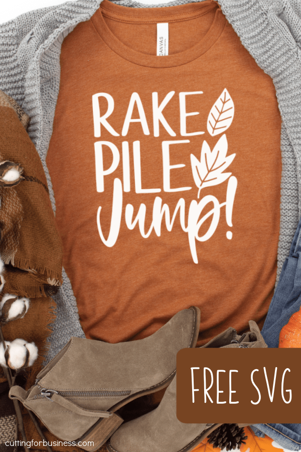 Free Fall 'Rake Pile Jump' SVG Cut File for Silhouette or Cricut (Portrait, Cameo, Curio, Mint, Explore, Maker, Joy) - by cuttingforbusiness.com.