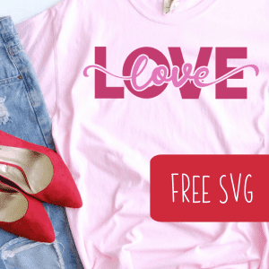 Free Valentine's Day 'Love' SVG Cut File for Silhouette or Cricut (Portrait, Cameo, Curio, Mint, Explore, Maker, Joy) - by cuttingforbusiness.com.