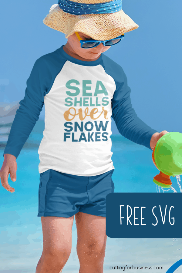 Free 'Seashells Over Snowflakes' SVG Cut File for Silhouette or Cricut (Portrait, Cameo, Curio, Mint, Explore, Maker, Joy) - by cuttingforbusiness.com.