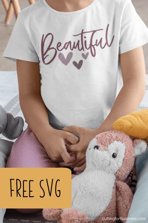 Free SVG 'Beautiful' Cut File for Silhouette or Cricut (Portrait, Cameo, Curio or Explore, Maker, Joy) - by cuttingforbusiness.com.