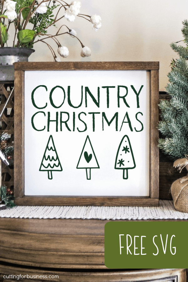 Free SVG 'Country Christmas' Holiday Cut File for Silhouette or Cricut (Portrait, Cameo, Curio or Explore, Maker, Joy) - by cuttingforbusiness.com.