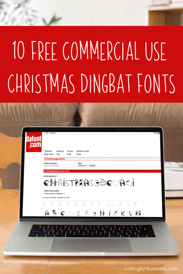 10 Free Commercial Use Christmas Dingbat Fonts for Silhouette and Cricut Craft Business Owners - Portrait, Cameo, Curio, Mint, Explore, Maker, Joy - by cuttingforbusiness.com.
