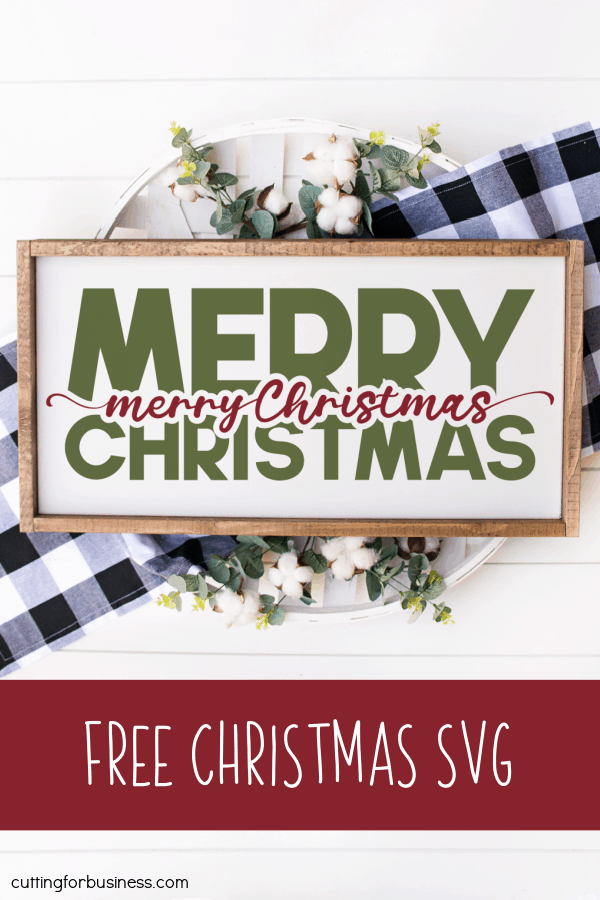 Free SVG 'Merry Christmas' cut file for Silhouette or Cricut (Portrait, Cameo, Curio, Mint, Explore, Maker, Joy) - by cuttingforbusiness.com.