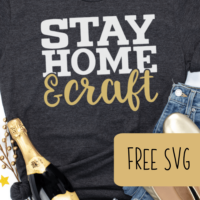 Free SVG 'Stay Home & Craft' Crafter Cut File for Silhouette or Cricut (Portrait, Cameo, Curio or Explore, Maker, Joy) - by cuttingforbusiness.com.