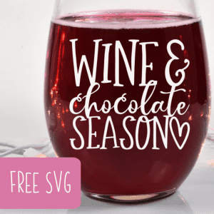 Free SVG 'Wine & Chocolate Season' Valentine's Day Cut File for Silhouette or Cricut (Portrait, Cameo, Curio or Explore, Maker, Joy) - by cuttingforbusiness.com.