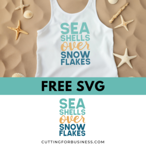 Free Beach SVG – Seashells Over Snowflakes