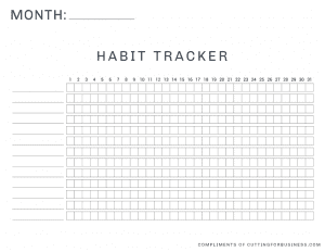 Free Printable Download: Habit Tracker - Cutting for Business