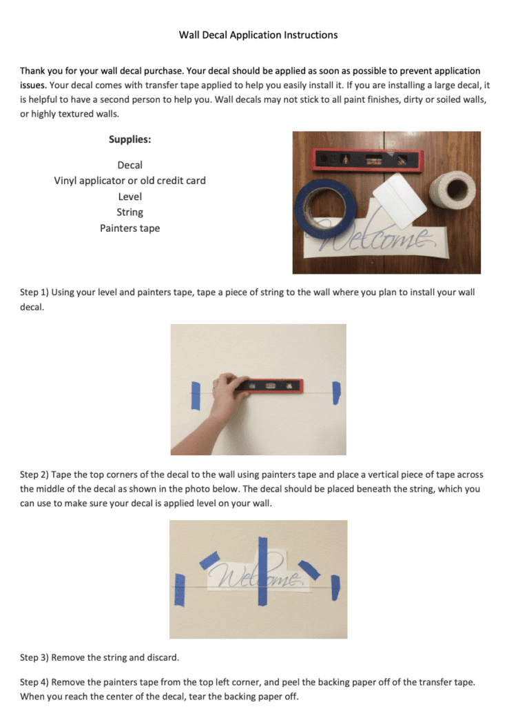 Printable Wall Decal Instructions Cutting for Business