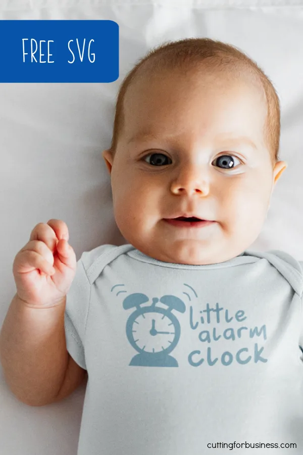 Free SVG 'Little Alarm Clock' Infant Baby Newborn - Silhouette or Cricut - Portrait, Cameo, Curio, Mint, Explore, Maker, Joy - Cut File - cuttingforbusiness.com.