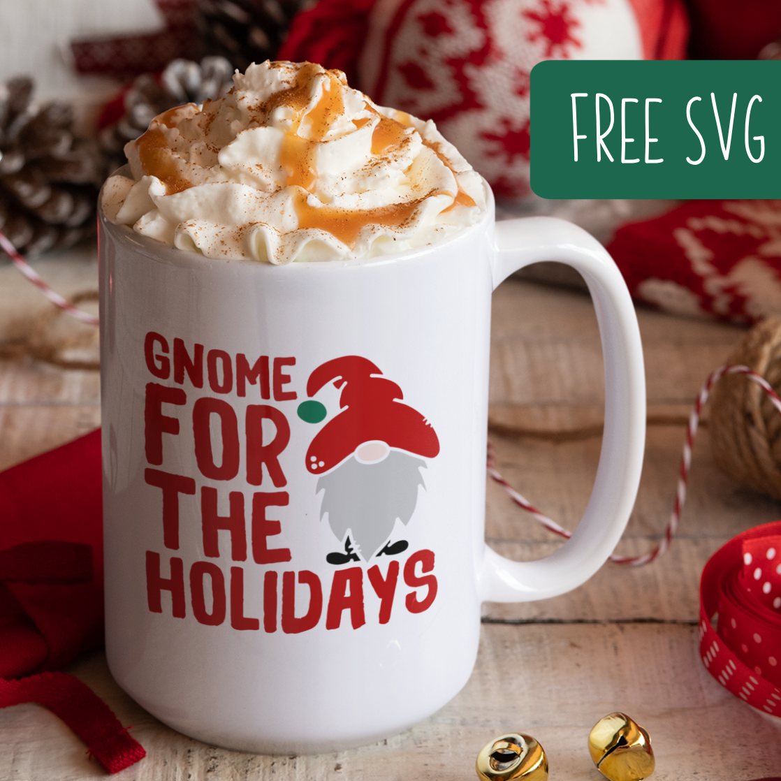 Free Christmas Gnome SVG Cut File for Silhouette or Cricut - Explore, Maker, Joy, Cameo, Curio, Mint - Holidays - by cuttingforbusiness.com.