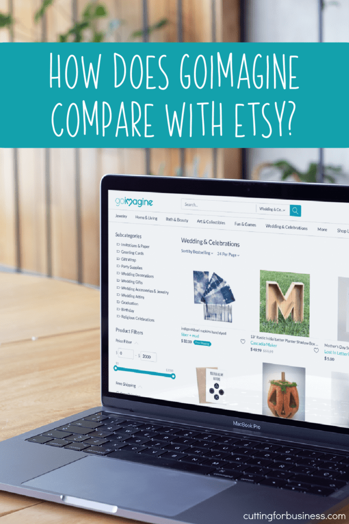 Information about Goimagine versus Etsy - for crafters and makers who want to sell online - including Silhouette and Cricut owners - by cuttingforbusiness.com.