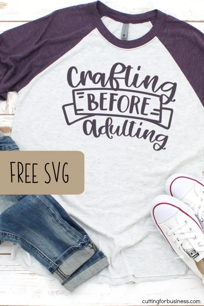 Free, commercial use Crafting Before Adulting SVG cut file for Silhouette and Cricut. Includes Portrait, Cameo, Curio, Mint, Explore, Maker, and Joy.