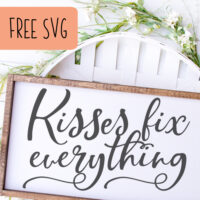 Free Kisses Fix Everything SVG cut file for Silhouette or Cricut - including Cameo, Curio, Mint, Explore, Maker, and Joy - by cuttingforbusiness.com.