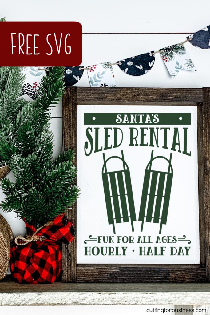 Free Santa's Sled Rental SVG cut file for Silhouette or Cricut - by cuttingforbusiness.com.