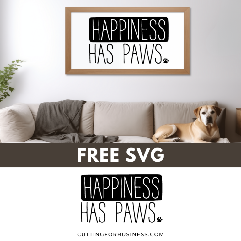 Free Pet SVG – Happiness Has Paws