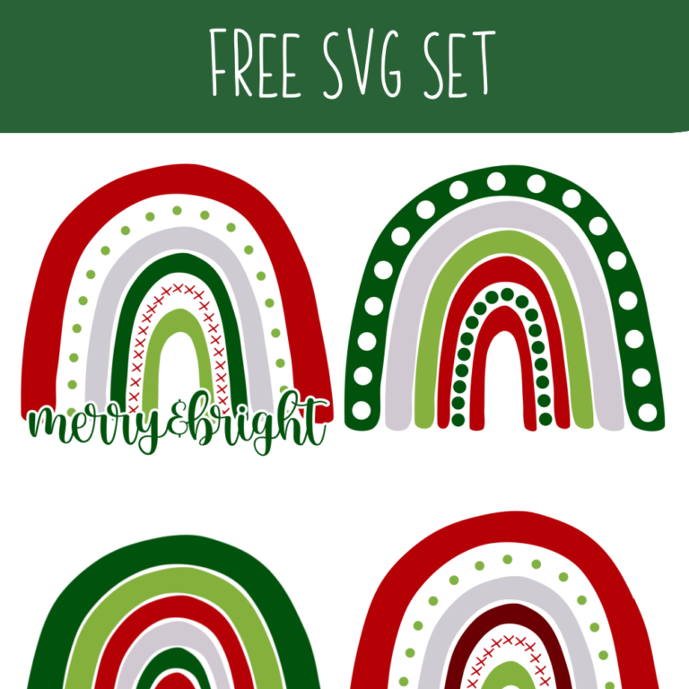 Free Christmas Boho Rainbow SVG Cut File Set