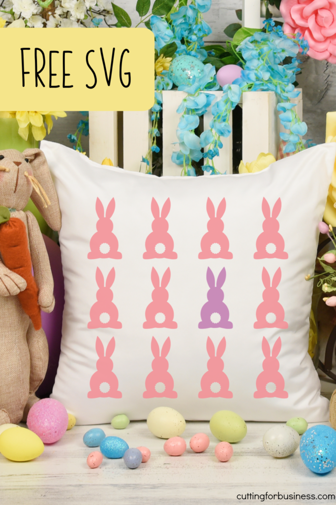 Free Easter bunny SVG cut file for Silhouette or Cricut. By cuttingforbusiness.com.