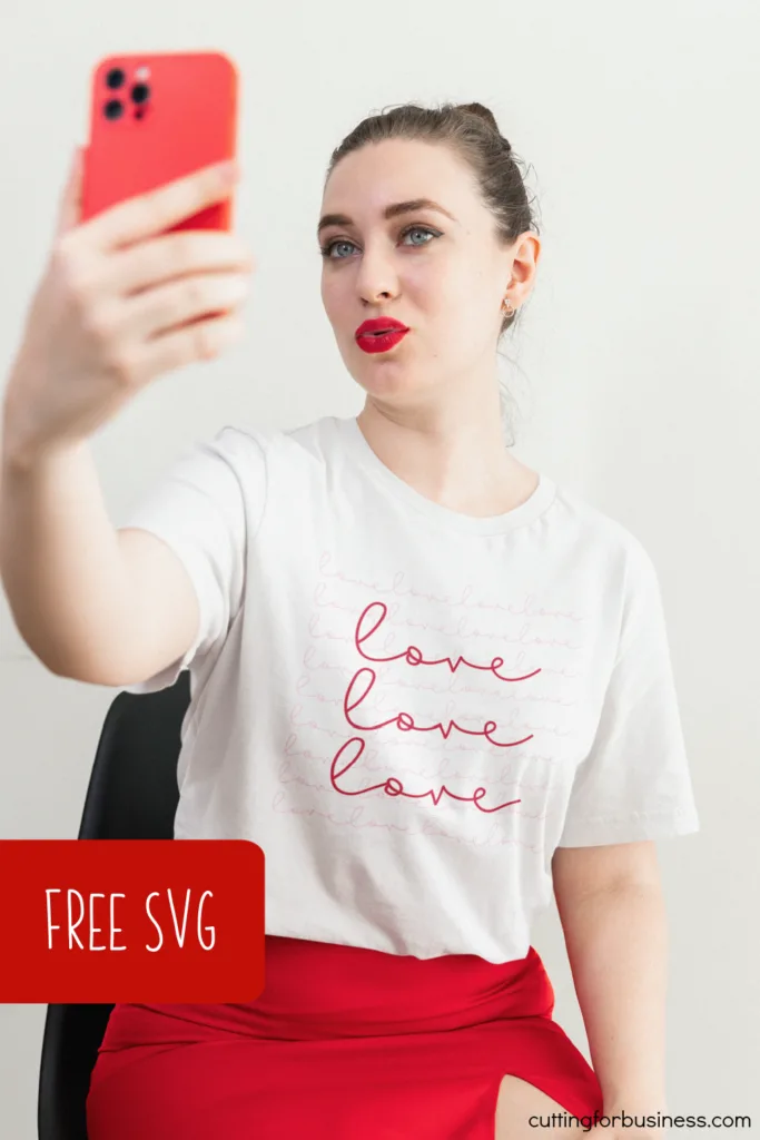 Free Love Love Love SVG cut file for Silhouette or Cricut - by cuttingforbusiness.com.