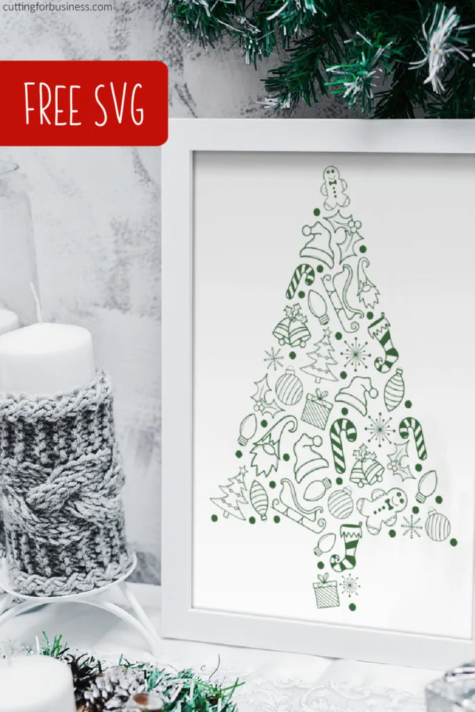 Free Christmas Tree SVG for Silhouette, Cricut, Juliet, and Glowforge - by cuttingforbusiness.com.
