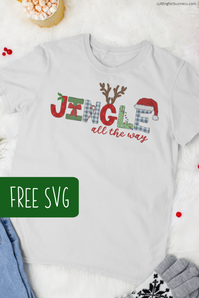 Free Jingle All the Way Christmas SVG cut file for Silhouette or Cricut - by cuttingforbusiness.com.