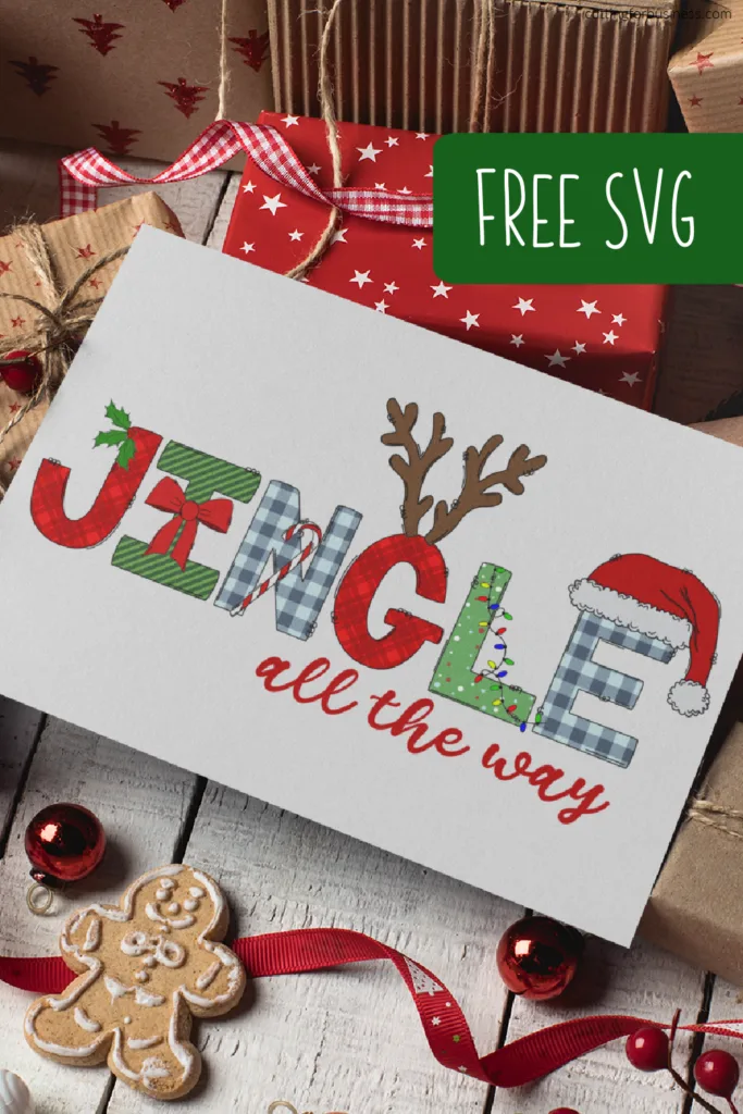 Free Christmas Jingle All the Way SVG cut file for Silhouette or Cricut - by cuttingforbusiness.com.