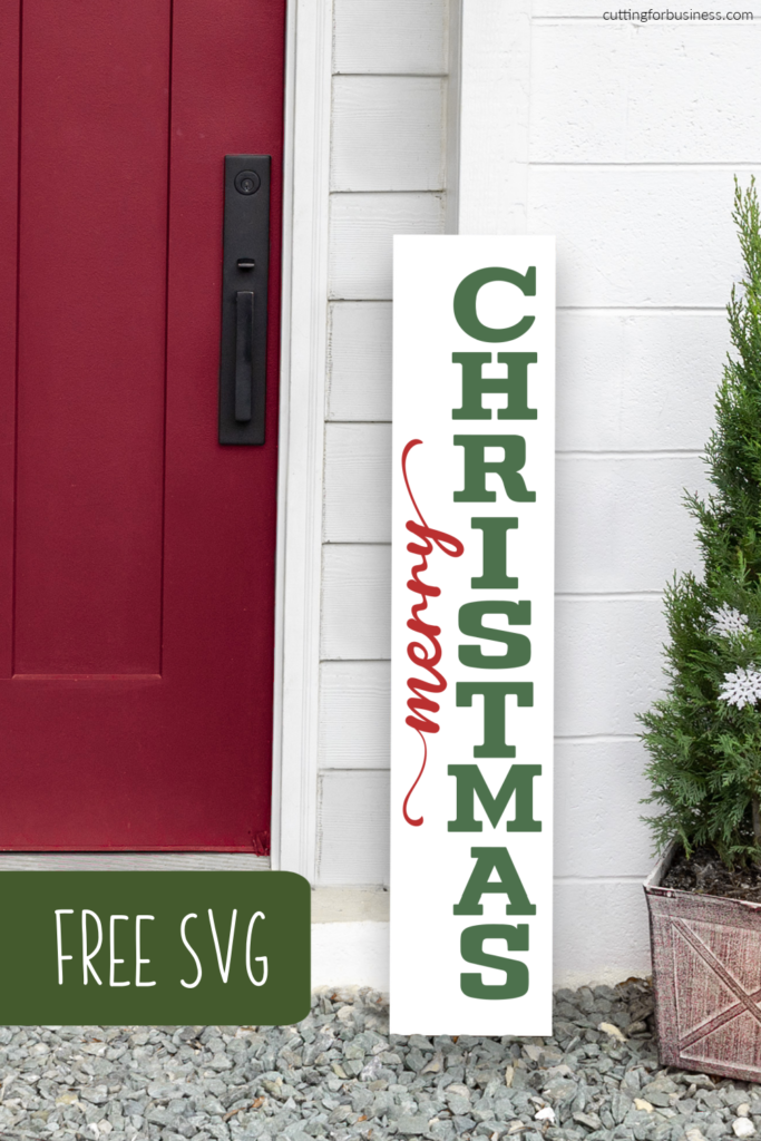 Free Merry Christmas Porch Sign SVG for Silhouette or Cricut - by cuttingforbusiness.com.