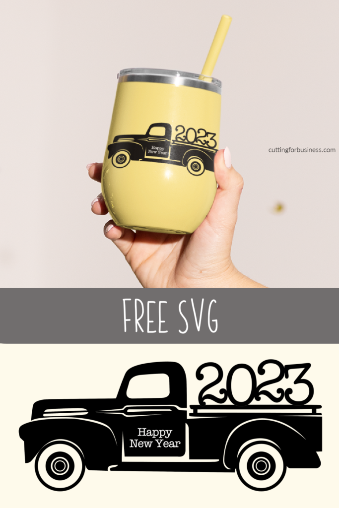 Free Vintage Red Truck SVG Cut File and Fillers - New Year - by cuttingforbusiness.com and creativefabrica.com.