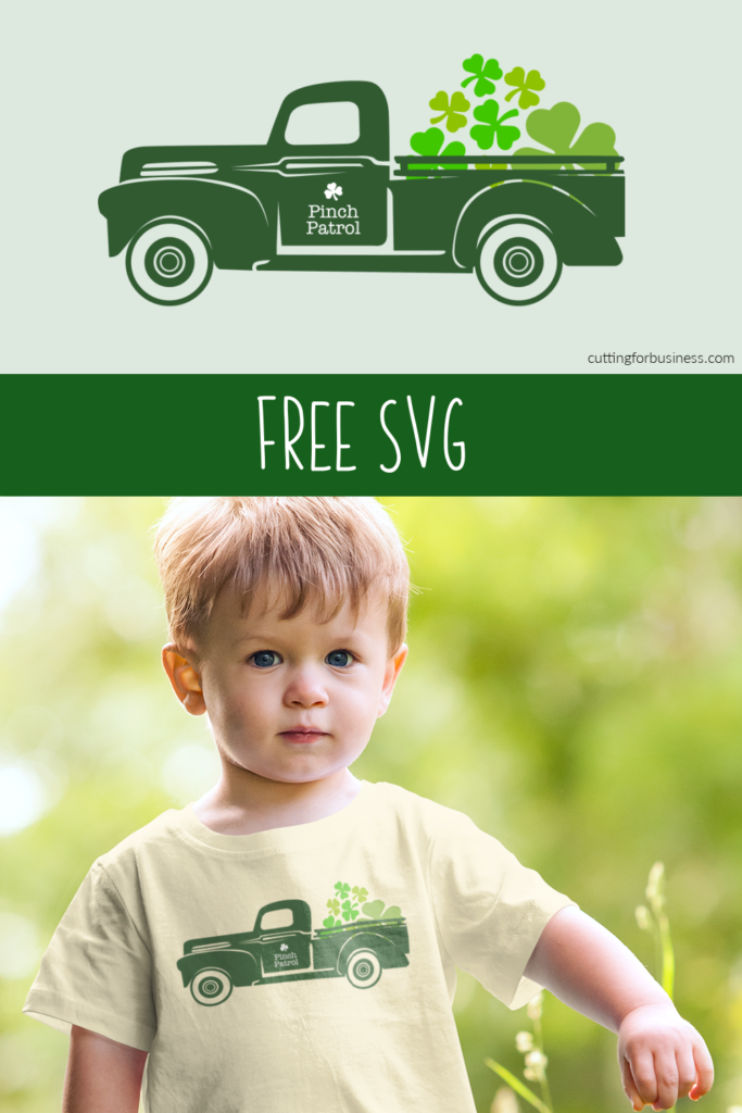 Free Vintage Red Truck SVG Cut File and Fillers - St. Patrick's Day - by cuttingforbusiness.com and creativefabrica.com.