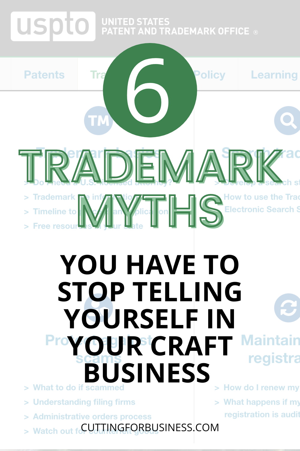 6 Trademark Myths You Have to Stop Telling Yourself in Your Craft Business - Silhouette, Cricut, Glowforge - cuttingforbusiness.com.