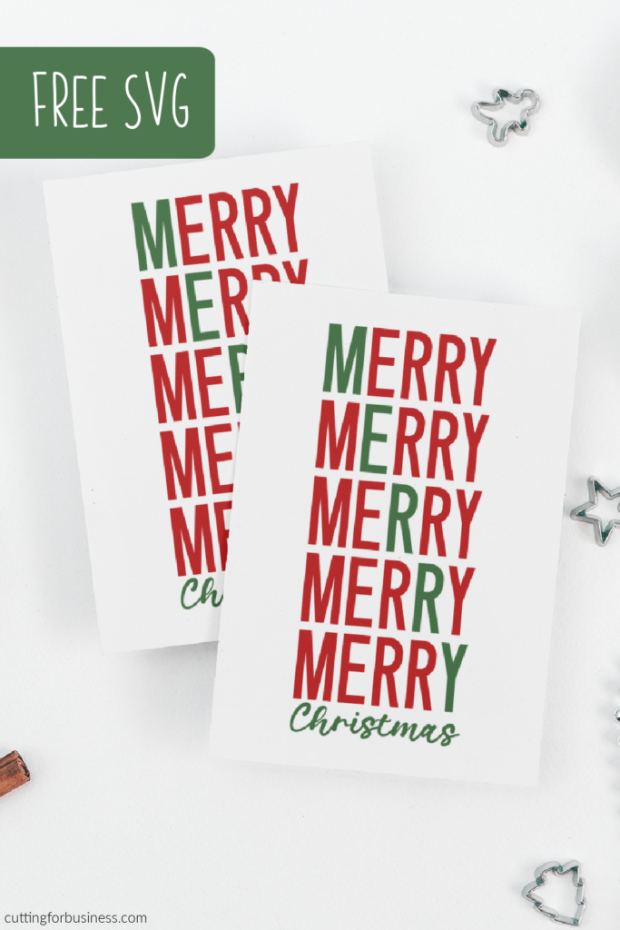 Free Merry Christmas SVG Cut File for Silhouette, Cricut, Brother, Juliet, or Glowforge - by cuttingforbusiness.com.