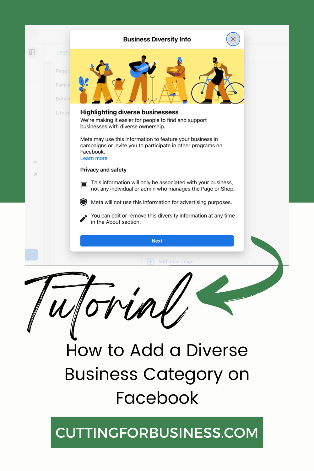 Tutorial: How to Add a Diverse Business Category on Facebook - Marketing - cuttingforbusiness.com.