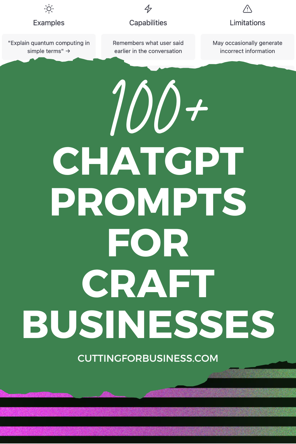100+ ChatGPT Prompts for Craft Businesses - by cuttingforbusiness.com.