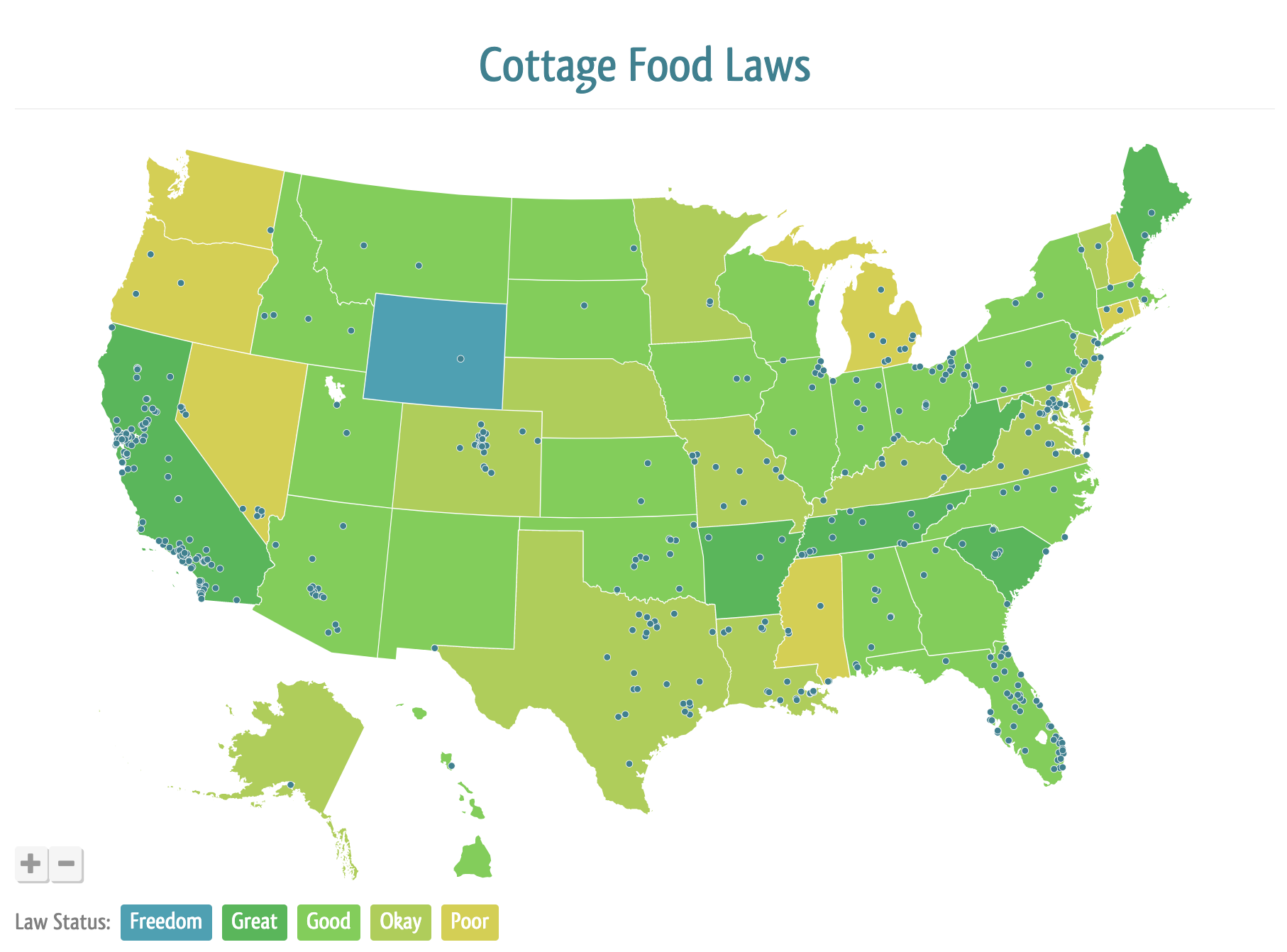 Screenshot from Forrager.com - Cottage foods allowed in Florida - cuttingforbusiness.com.