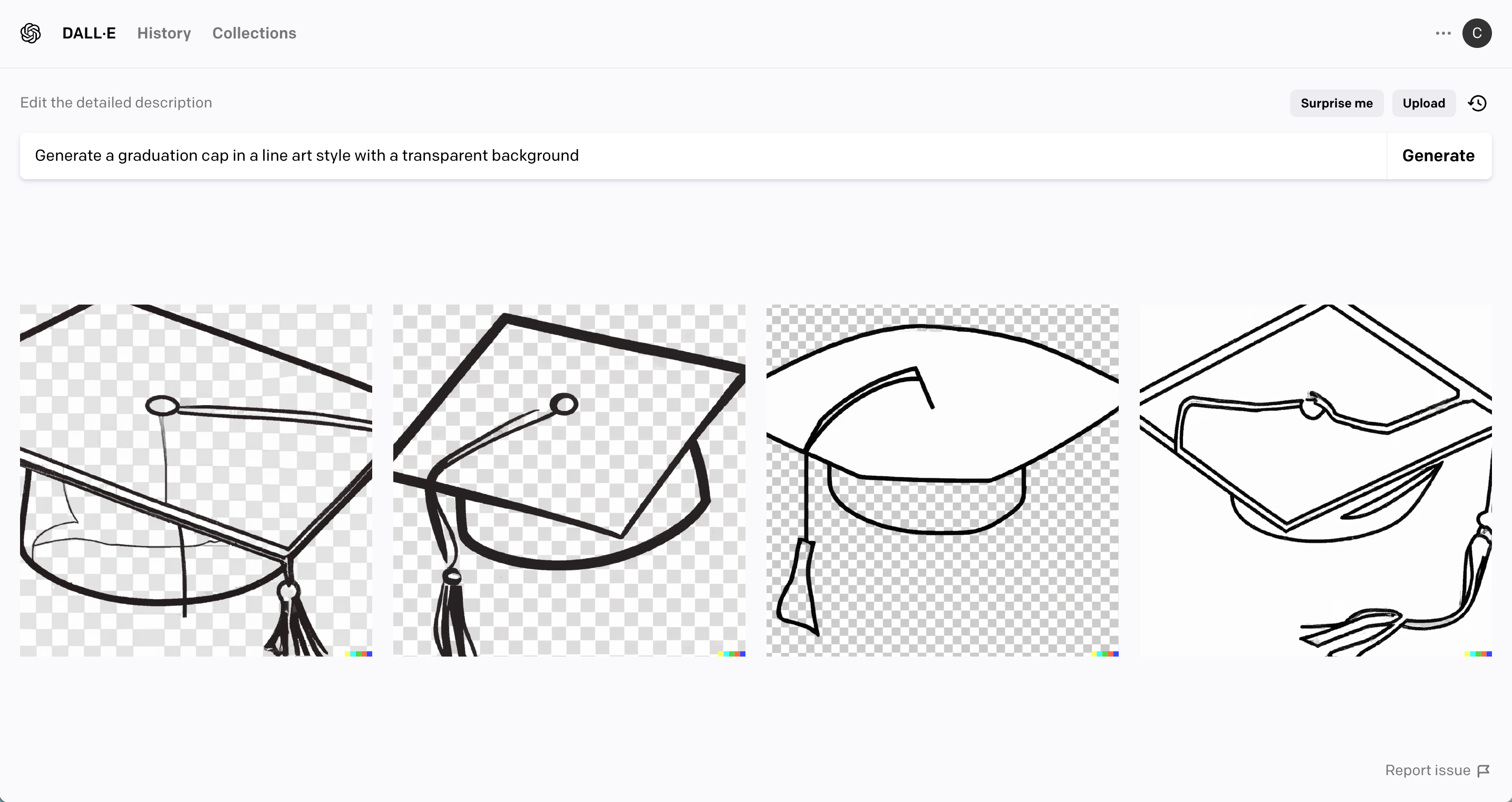 Screenshot - Dall-E 2 Example - Graduation cap clipart - cuttingforbusiness.com.