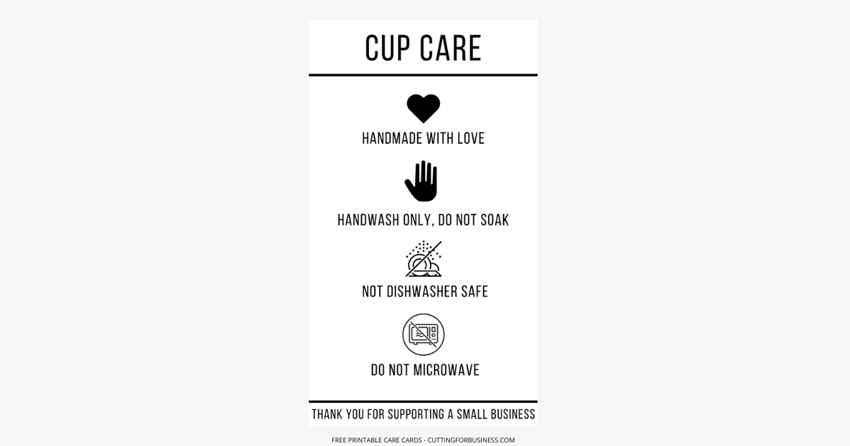 Free, printable Cup Care Cards - cuttingforbusiness.com.