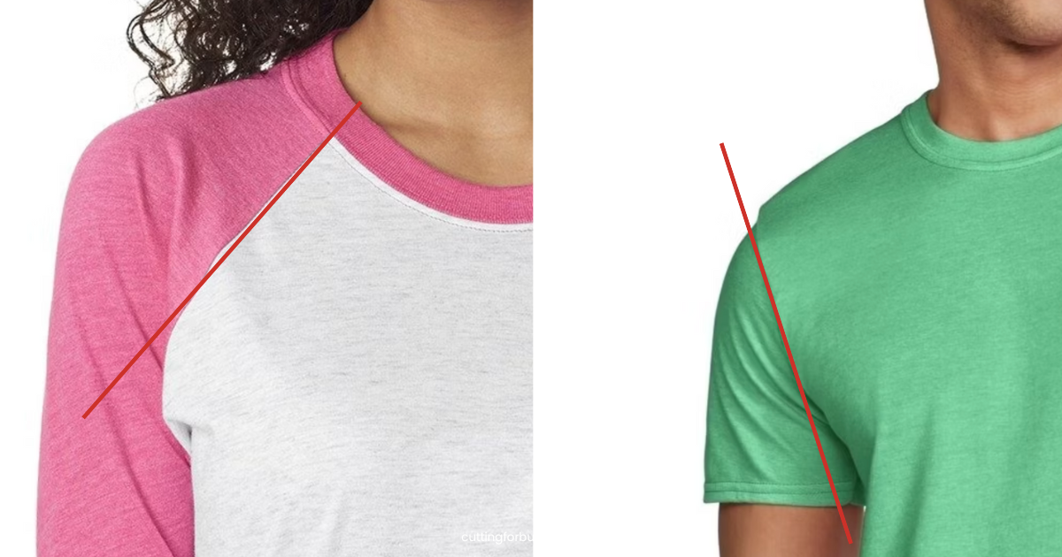 Raglan shirt seam placements - cuttingforbusiness.com.