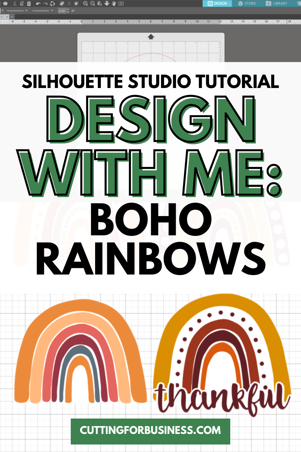 Step-by-step tutorial to create abstract boho rainbow SVG files in Silhouette Studio - cuttingforbusiness.com.