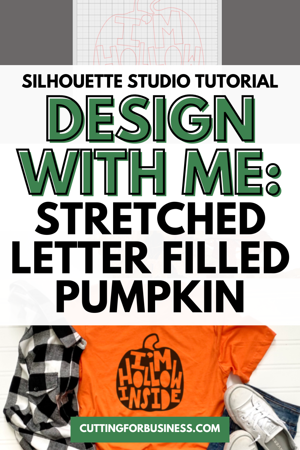 Silhouette Studio Tutorial: Stretched Letter Filled Pumpkin SVG - cuttingforbusiness.com.
