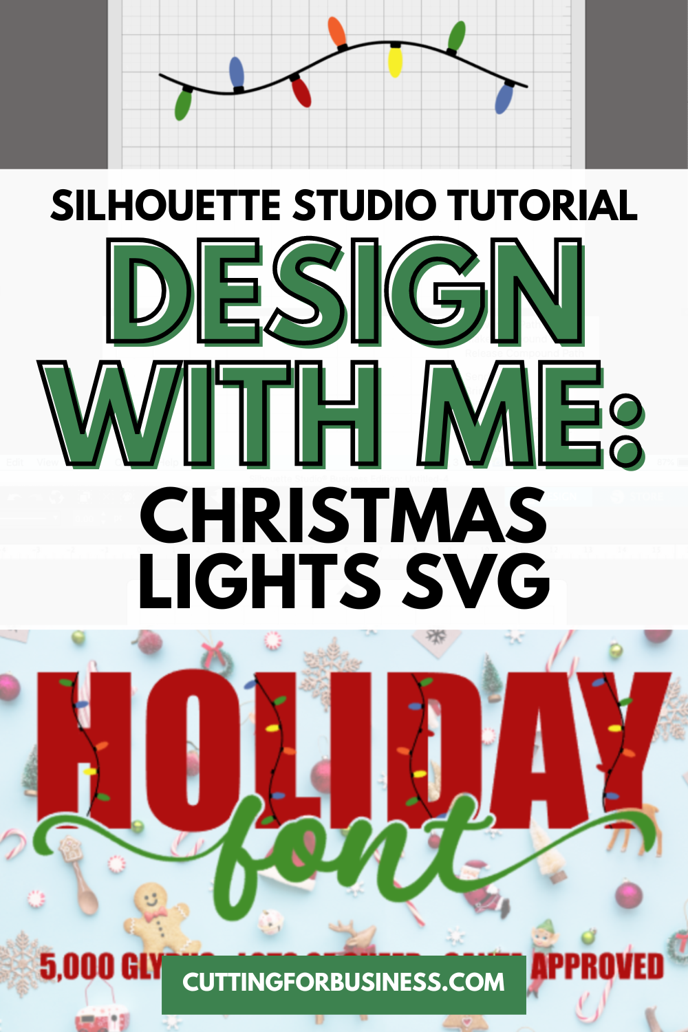 Silhouette Studio Tutorial: String of Christmas Lights SVG - cuttingforbusiness.com