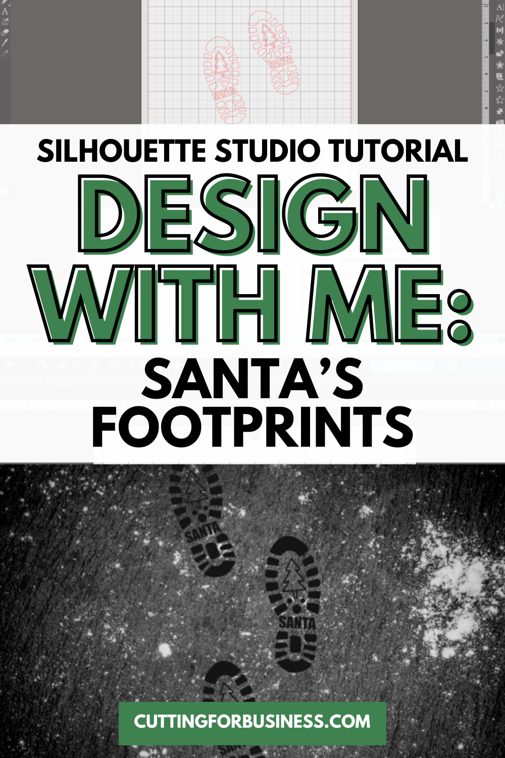 Silhouette Studio Tutorial: Santa's Footprints SVG - cuttingforbusiness.com.