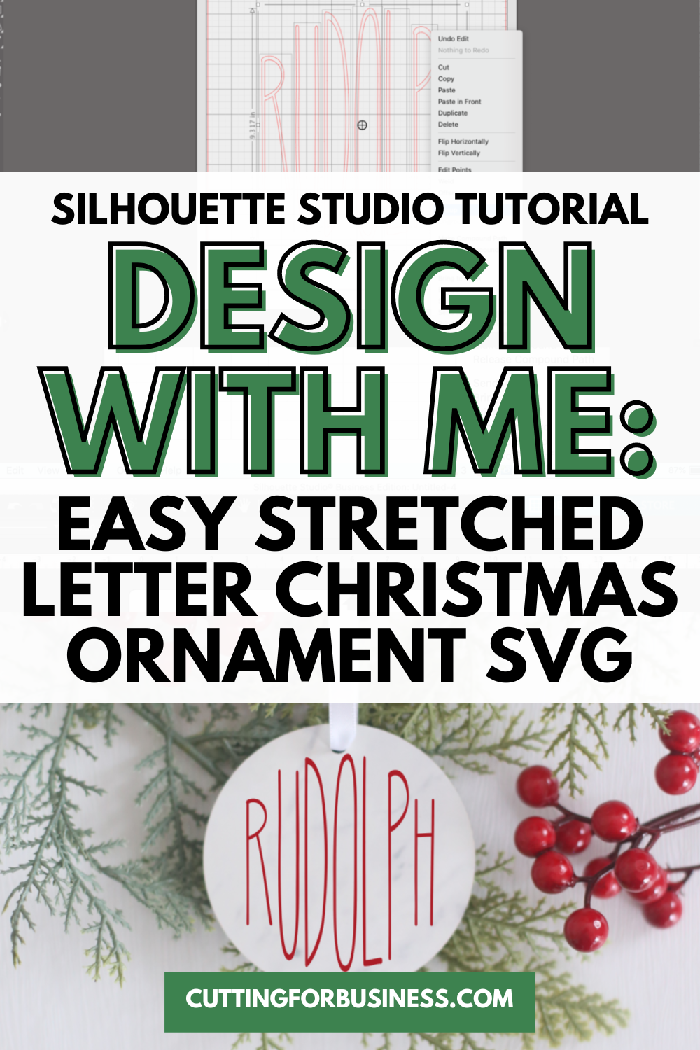 Silhouette Studio Tutorial: Easy Stretched Letter Christmas Ornament SVG - cuttingforbusiness.com