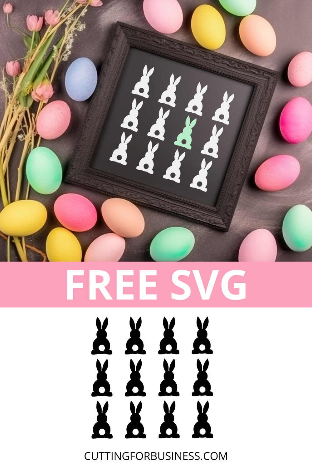 Free Easter Bunnies SVG - cuttingforbusiness.com