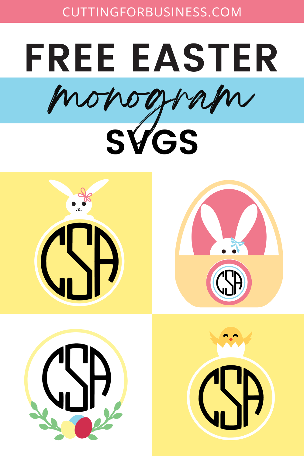 Free Easter Monogram Frame SVG Set - cuttingforbusiness.com