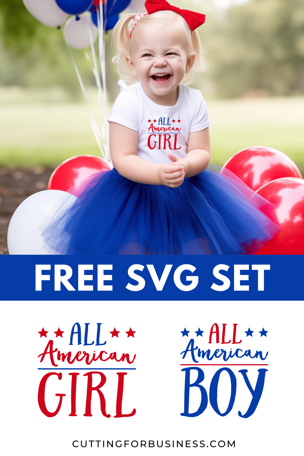 Free Patriotic SVG Set - All American Girl & Boy - cuttingforbusiness.com