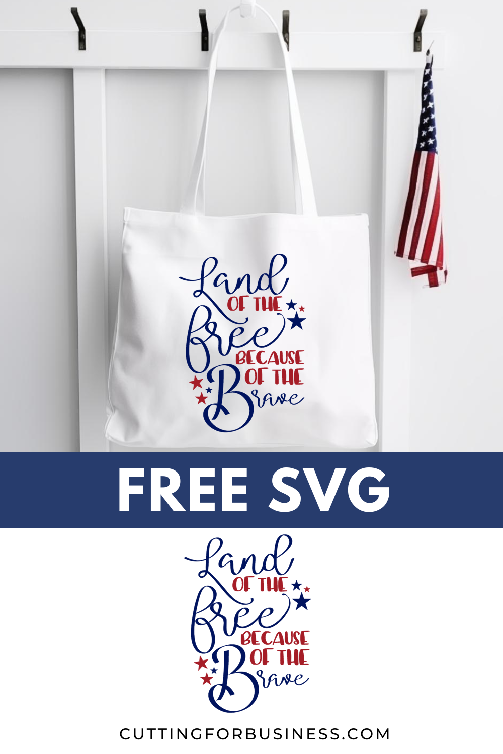 Free Patriotic SVG - Land of the Free Because of the Brave - cuttingforbusiness.com