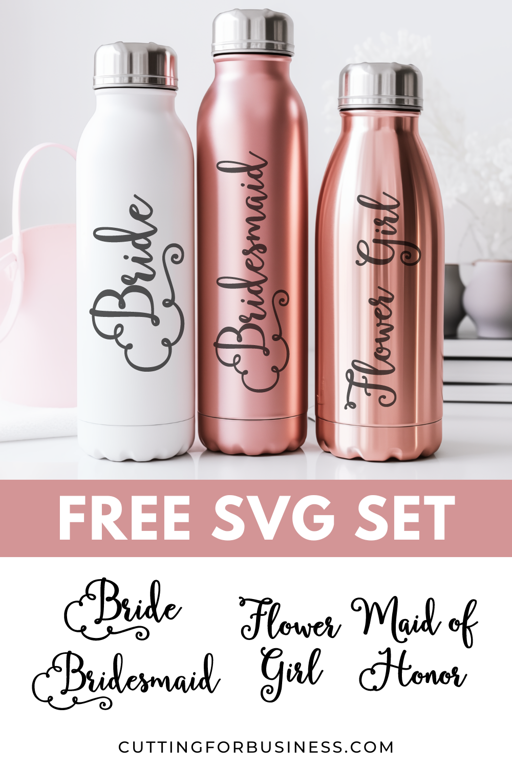 Free Wedding SVG Set - Bride, Bridesmaid, Flower Girl - cuttingforbusiness.com