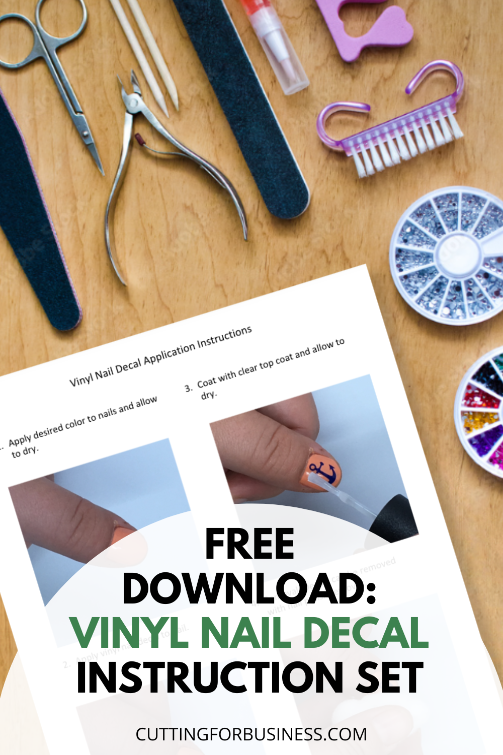 Free Download - Vinyl Nail Decal Instruction Set & 8 Vinyl Nail Decal Tips - cuttingforbusiness.com